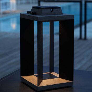 Solárny lampáš Teckinox LED, teak/oceľ, 45,5 cm
