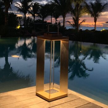 Solárny lampáš Teckinox LED, teak/oceľ, 65,5 cm