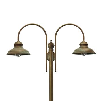 Stĺpová lampa Luca mosadz antická meď, dve svetlá