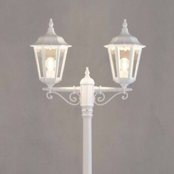 Stĺpové svietidlo Firenze, 2-plameňové biele