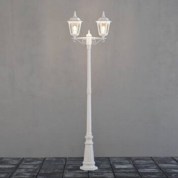 Stĺpové svietidlo Firenze, 2-plameňové biele
