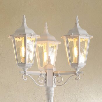 Stĺpové svietidlo Firenze, 3-plameňové biele