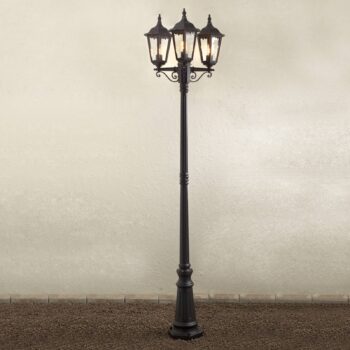 Stĺpové svietidlo Firenze, 3-plameňové čierne