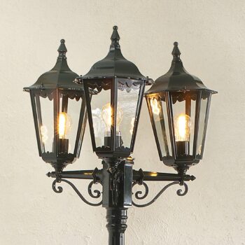 Stĺpové svietidlo Firenze, 3-plameňové zelené