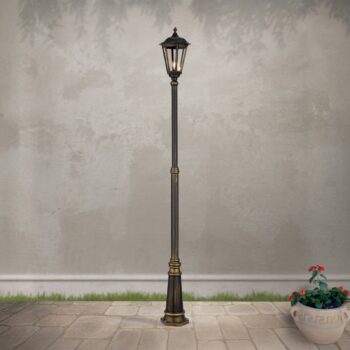 Stĺpové svietidlo Puchberg 1pl. 249cm čierno-zlaté