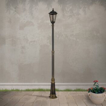 Stĺpové svietidlo Puchberg 1pl. 249cm čierno-zlaté