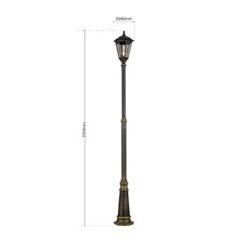 Stĺpové svietidlo Puchberg 1pl. 249cm čierno-zlaté