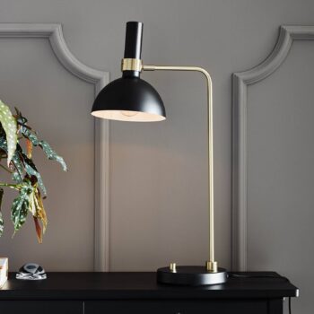 Stmievateľná stolová lampa Larry, čierna mosadz