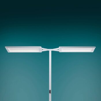 Stojaca LED Yara.double 4 000 K, BT, PIR, striebro