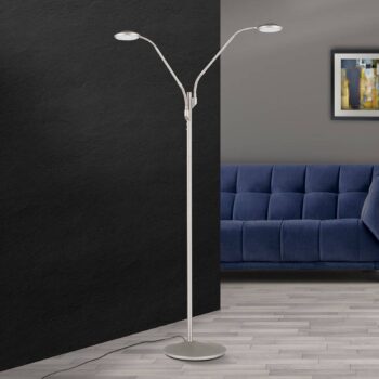 Stojaca LED lampa Cobra 2-plameňová nikel matná