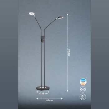 Stojaca LED lampa Dent stmievateľ. CCT 2x6W čierna