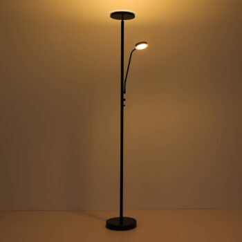 Stojaca LED lampa Ernst s ohybným ramenom, čierna