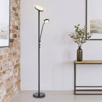 Stojaca LED lampa Ernst s ohybným ramenom, čierna