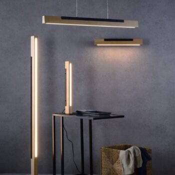 Stojaca LED lampa Madera z dubového dreva, stmieva