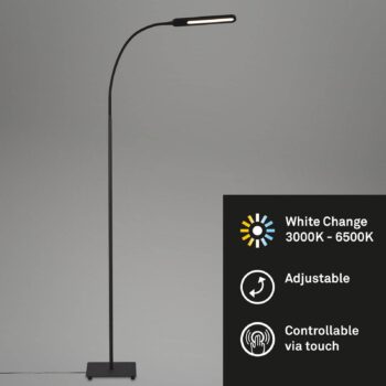 Stojaca LED lampa Servo, stmievateľná, CCT, čierna