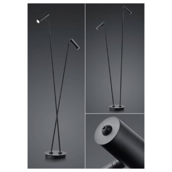 Stojaca LED lampa Tom, 2-plameňová, čierna