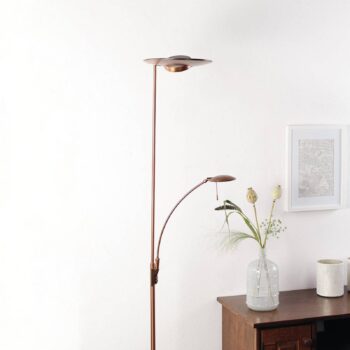 Stojaca LED lampa Zenith bronzovej farby, stmievač
