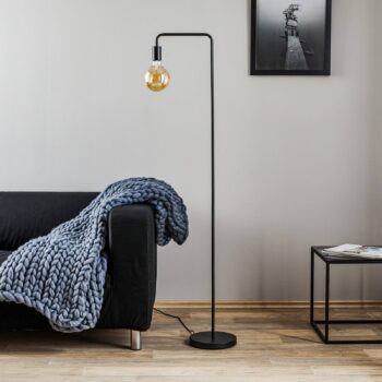 Stojaca lampa Diallo bez tienidla čierna matná