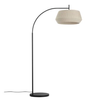 Stojaca lampa Dicte, ručne viazané tienidlo jantár