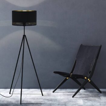 Stojaca lampa Esteperra, trojnožka, čierna/zlatá