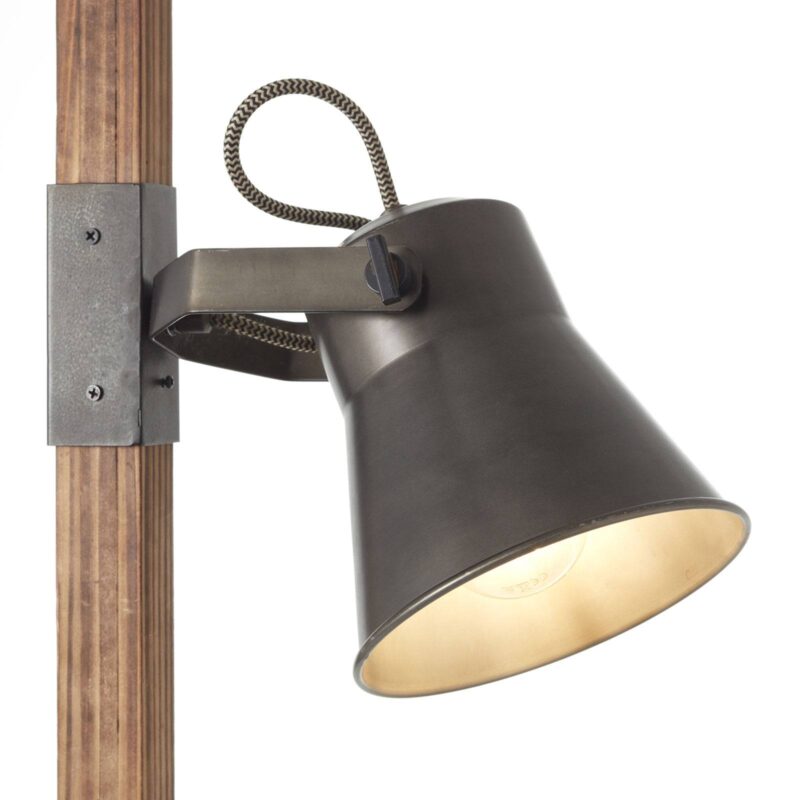Stojaca lampa Plow s 2 svetlami čierna/drevo tmavé Stojaca lampa Plow s 2 svetlami čierna/drevo tmavé