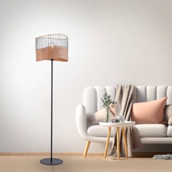 Stojaca lampa Reed z dreva a kovu