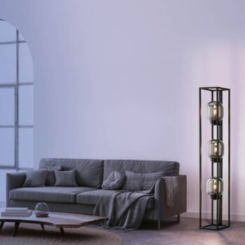 Stojaca lampa Regi zo skla, dymová sivá, 3-pl.