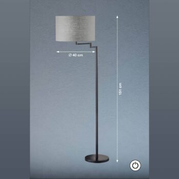 Stojaca lampa Rota so sivým ľanovým tienidlom