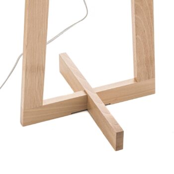 Stojaca lampa Sacha LS z dreva a textilu, biela