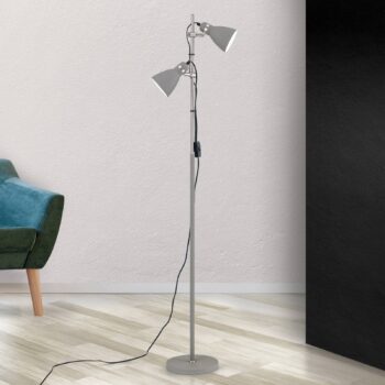 Stojaca lampa School 2 bodové svetlá, sivá