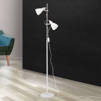 Stojaca lampa School dve bodové svetlá, biele