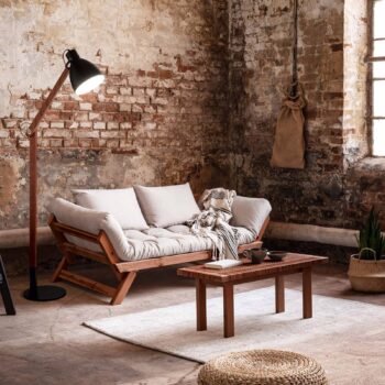 Stojaca lampa Sveva z dreva, čierna/orech