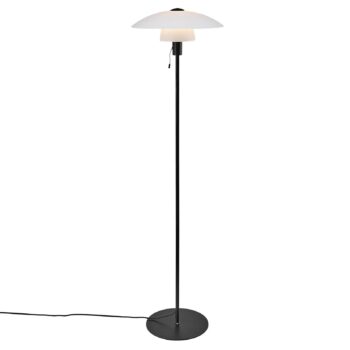 Stojaca lampa Verona, rám čierny, tienidlo opál