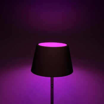 Stojacia LED lampa Pomezia exteriér, USB, čierna