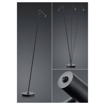 Stojacia LED lampa Tom, stmievateľná, čierna