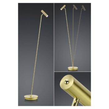 Stojacia LED lampa Tom, stmievateľná, mosadz
