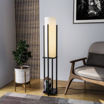 Stojacia lampa 8125, čierna/biela, kov/plátno, výška 130 cm