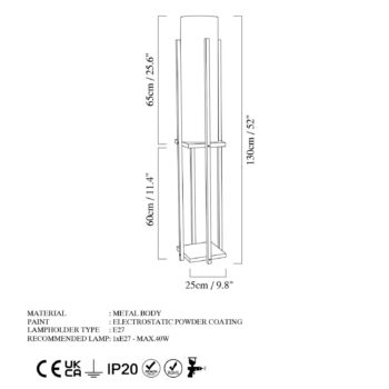 Stojacia lampa 8125, čierna/biela, kov/plátno, výška 130 cm