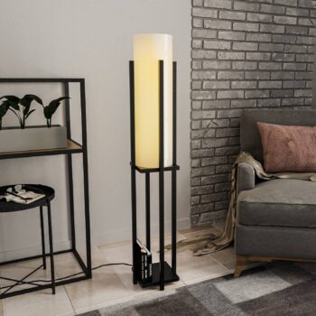 Stojacia lampa 8125, čierna/biela, kov/plátno, výška 130 cm