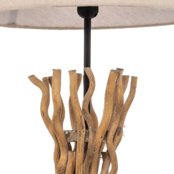 Stojacia lampa Agar, drevo, textil, krémovo biela, výška 167 cm