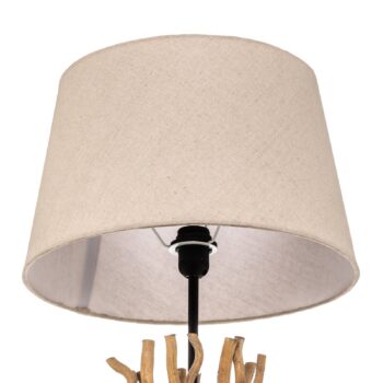 Stojacia lampa Agar s látkovým tienidlom a dreveným prvkom