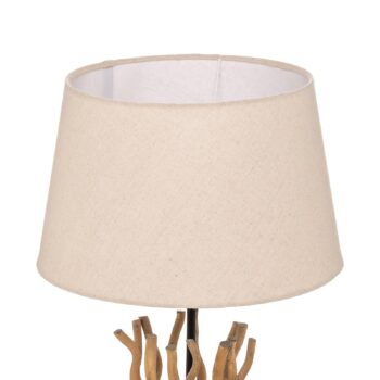 Stojacia lampa Agar s látkovým tienidlom a dreveným prvkom
