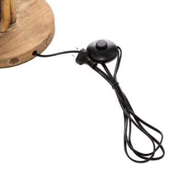 Stojacia lampa Agar s látkovým tienidlom a dreveným prvkom