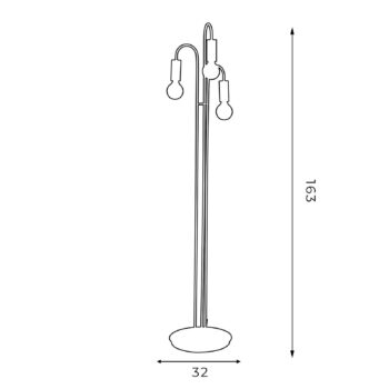 Stojacia lampa Aidan, 3-plameňová, čierna
