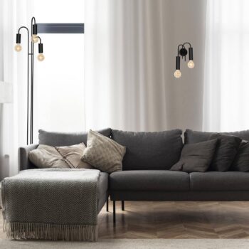 Stojacia lampa Aidan, 3-plameňová, čierna