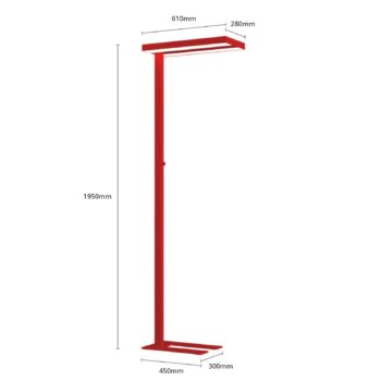 Stojacia lampa Arcchio LED Logan Basic, červená, 6 000 lm, stmievateľná