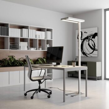 Stojacia lampa Arcchio LED Logan Basic, strieborná, 6 000 lm, stmievateľná