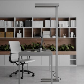 Stojacia lampa Arcchio LED Logan Basic, strieborná, 6 000 lm, stmievateľná