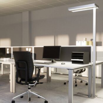 Stojacia lampa Arcchio LED Logan Neo, strieborná, 8 000 lm, stmievateľná