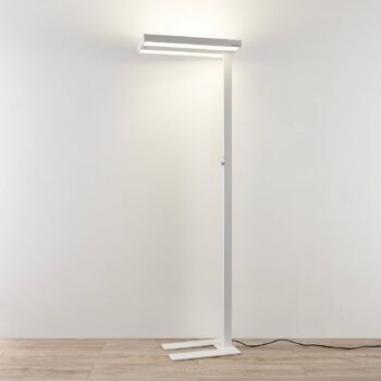 Stojacia lampa Arcchio LED Logan Pro, biela, senzor, stmievateľná